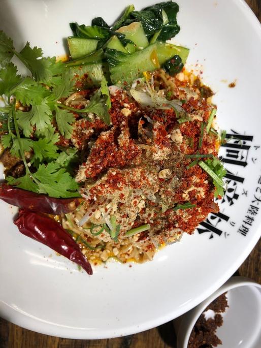 汁なし坦々麺＋辛辣爆弾 辛さ5 痺れ3