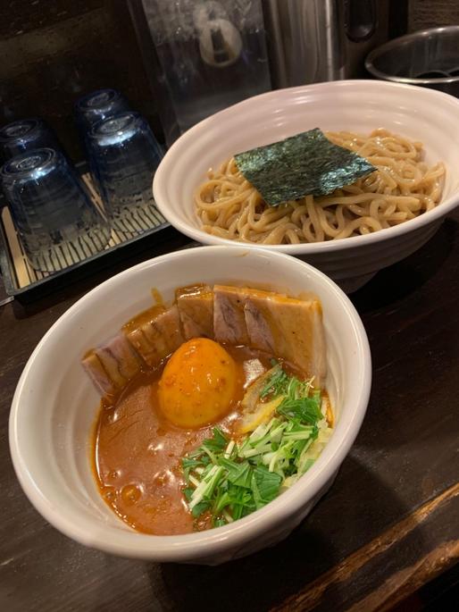ベジポタ味玉・肉入り辛つけ麺 激辛