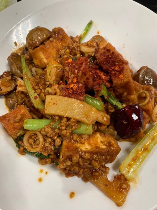 挽肉揚豆腐四川ピリ辛煮 辛め