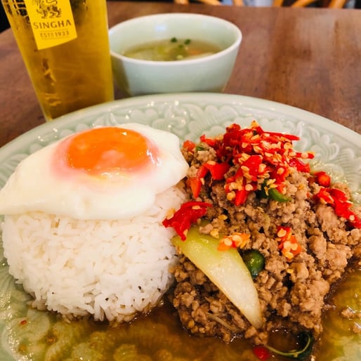 豚ひき肉のバジル炒めご飯 3辛