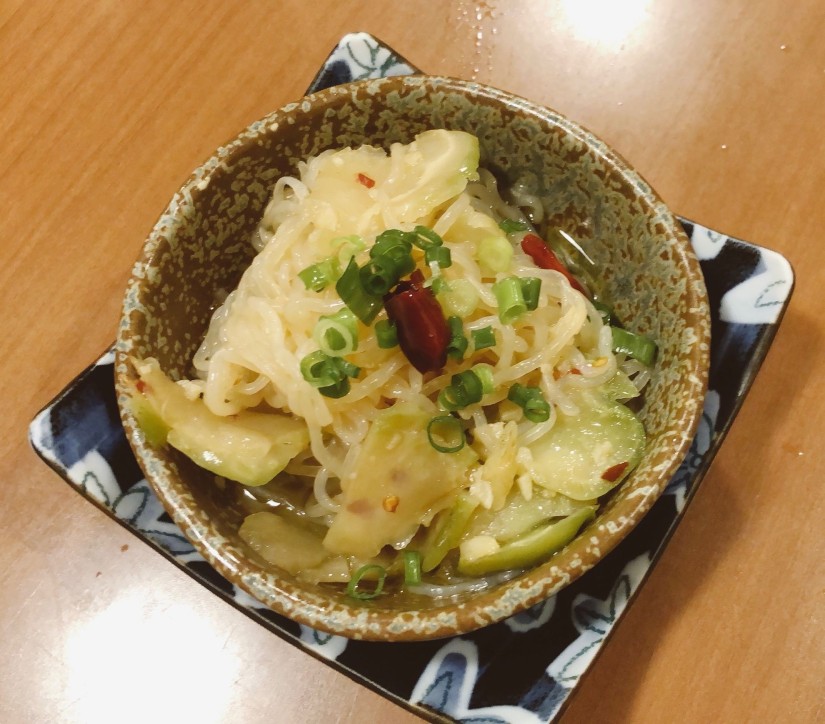 白滝とザーサイのペペロンチーノ