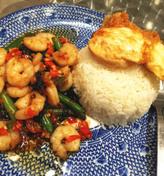 海老たっぷりガパオ 辛さ追加￥55