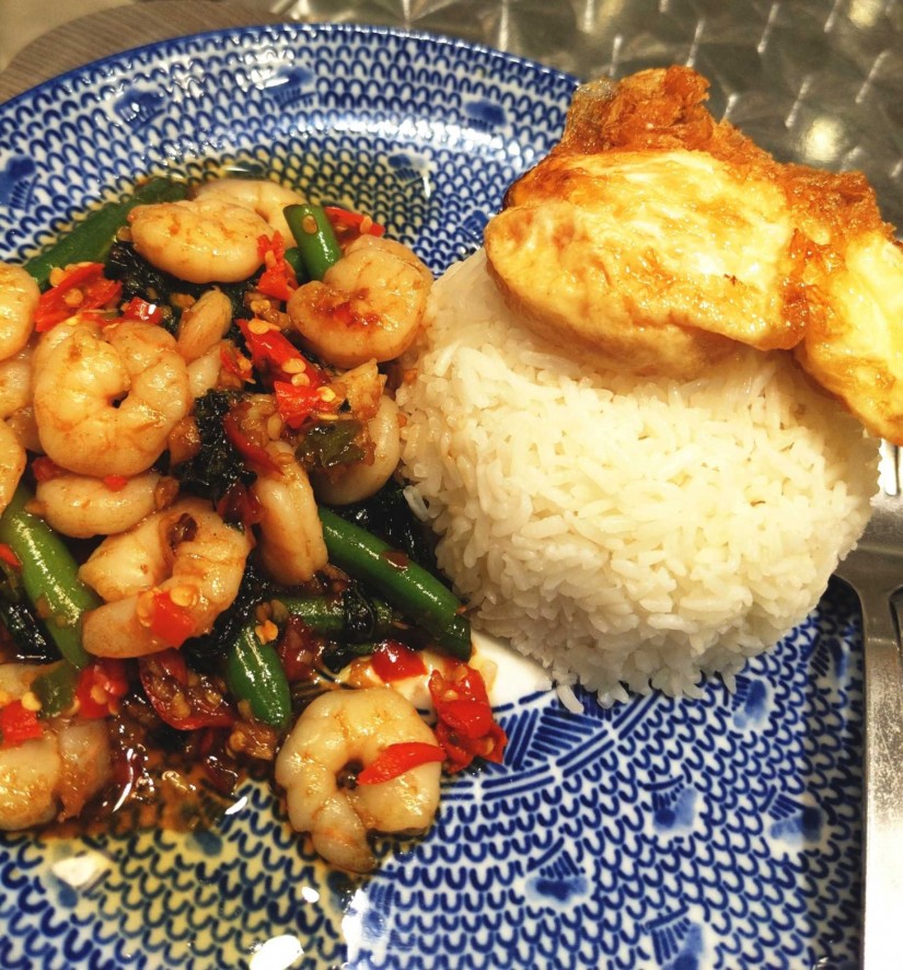 海老たっぷりガパオ 辛さ追加￥55