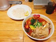 野菜10種カレー＋納豆＋チキン(お米少なめ) 10辛