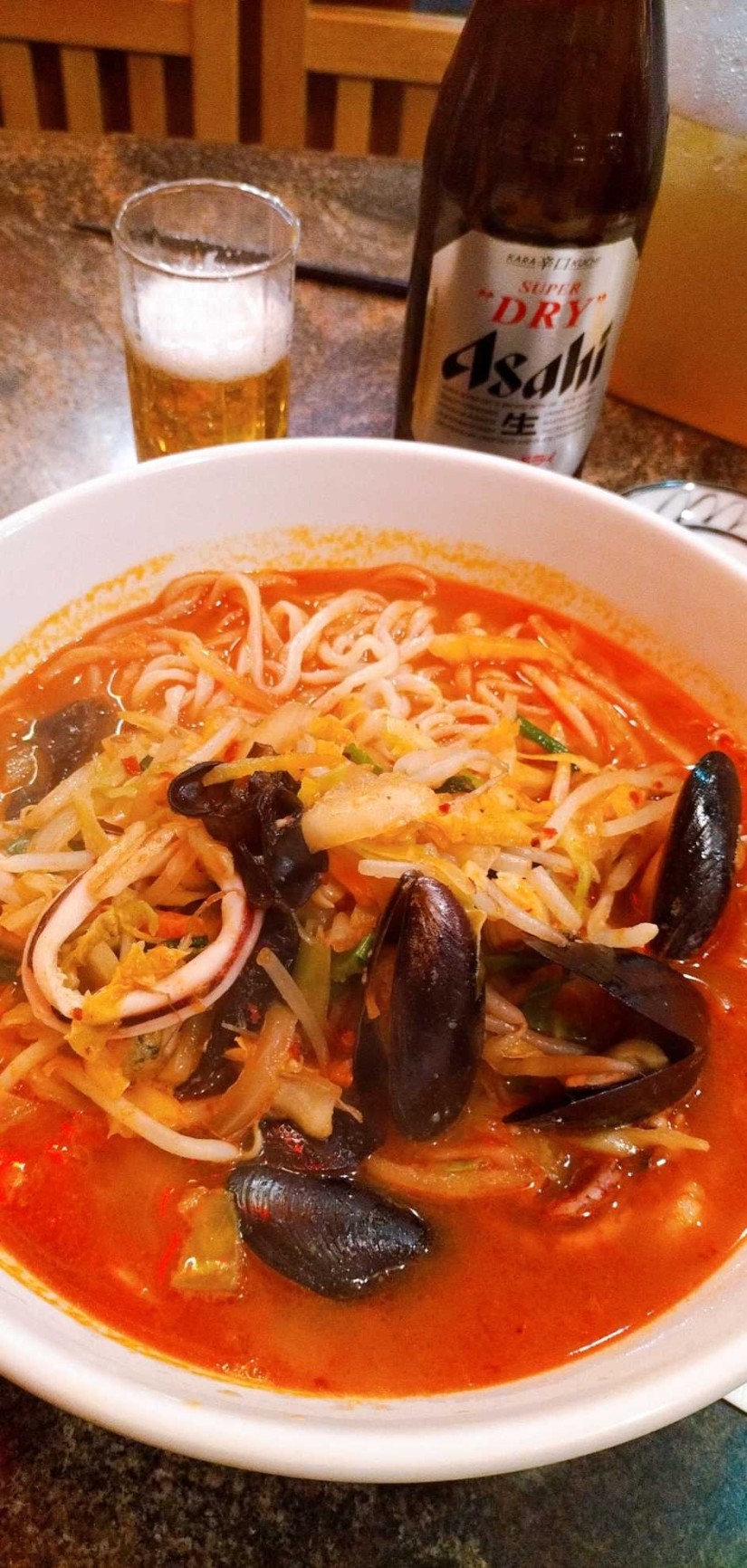 韓国風辛口海鮮たっぷりチャンポン 辛めで注文