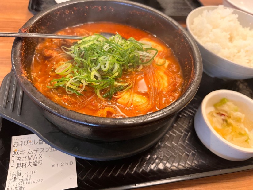 豚キムチスン豆腐定食 辛さMAX