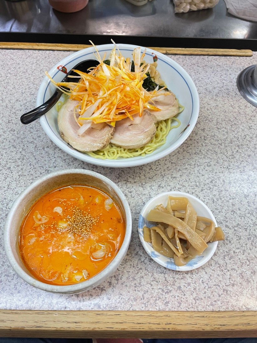 辛し豚骨つけめんチャーシュー３枚追加 辛しねぎトッピング