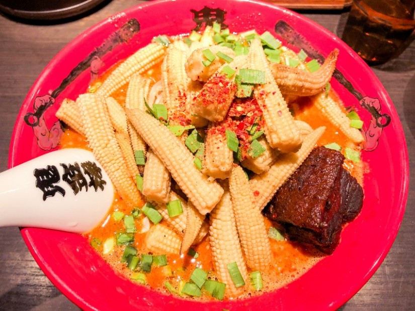 カラシビ味噌らー麺＋鬼ヤングコーン  カラ増し シビ抜き