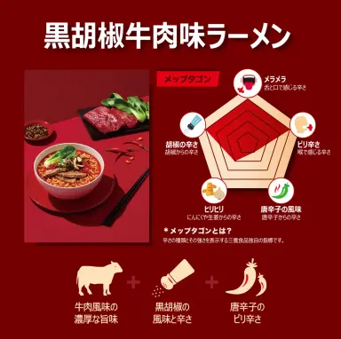 『メップタゴン』黒胡椒牛肉味ラーメン