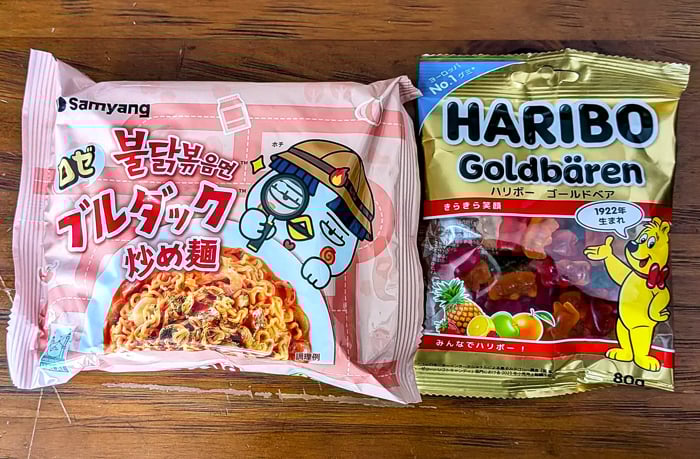 ハリボーゴールドベアとロゼブルダック炒め麺